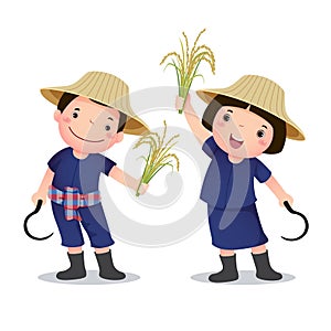 Illustration of professionÃ¢â¬â¢s costume of Thai farmer for kids